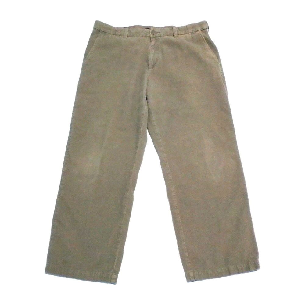 Croft Barrow Mens 38x29 Pants Khaki Tan 100% Cotton Casual Flat Front Slacks Ne